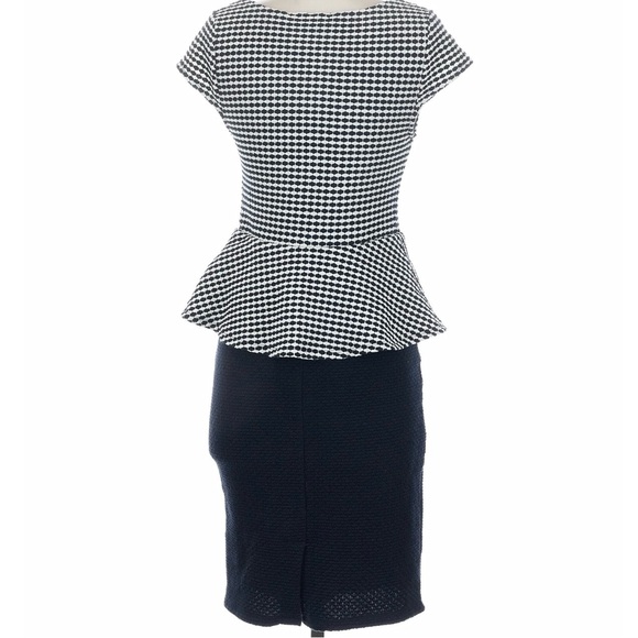 size S Anthropologie Preppy Peplum Pencil Dress, Work-ready outfit Blue & White - Picture 3 of 5